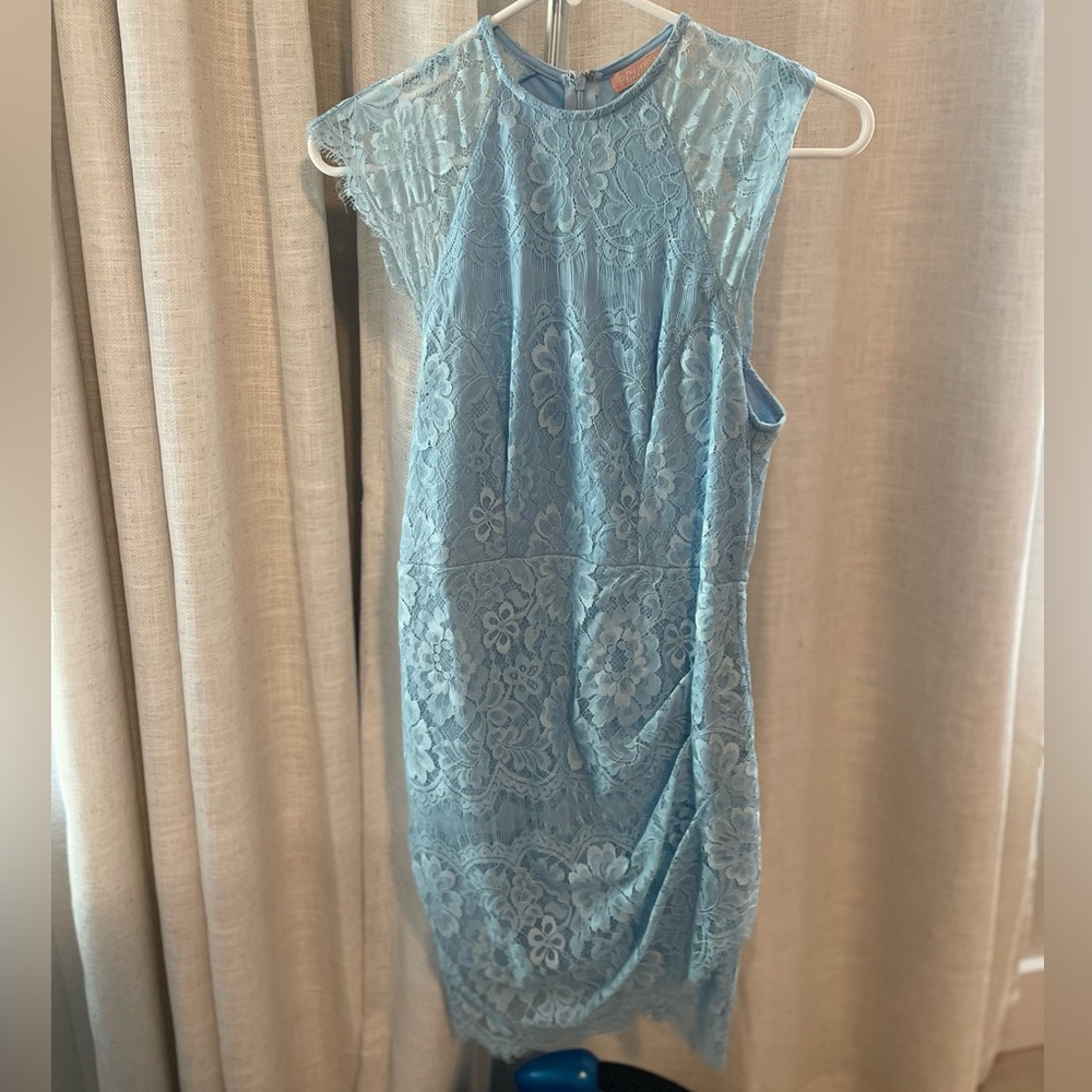 Light blue lace mini dress
